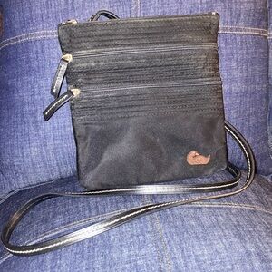 Dooney & Bourke Purse North South 3 Zipper Nylon Crossbody Leather Strap